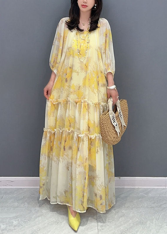New Cotton Stuff Summer Dress In Yellow Color main image 0