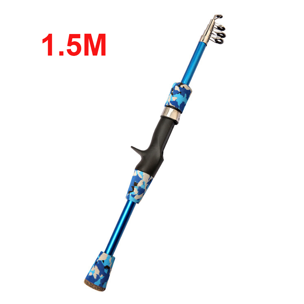 

1.5m 1.8m Fishing Rod Telescopic Camouflage Baitcasting Sea Fishing Pole, Blue 1.5m, 501 Original