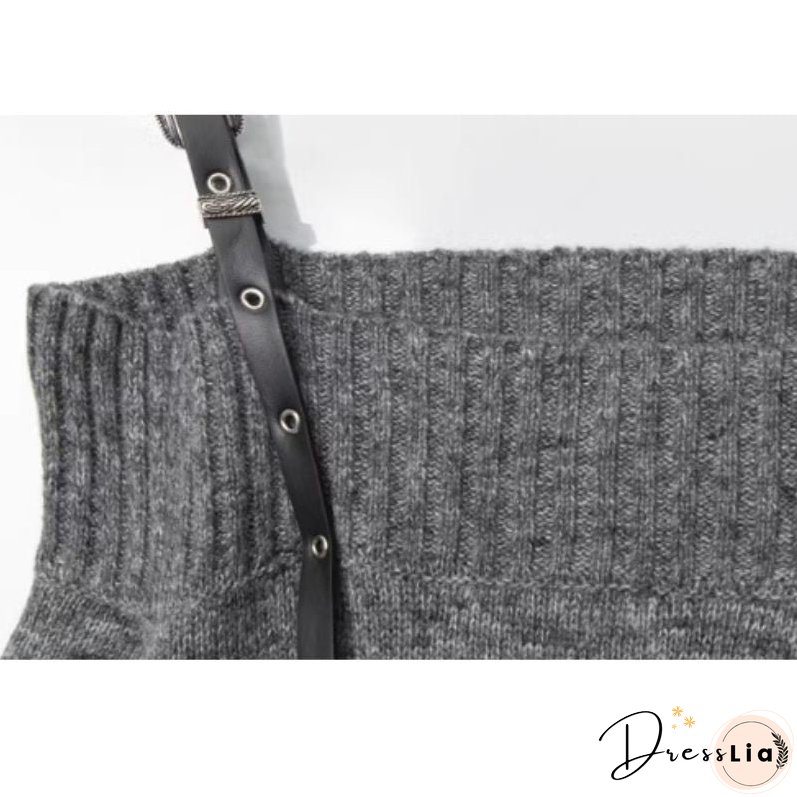 One-Shoulder Lazy Style Loose Sweater