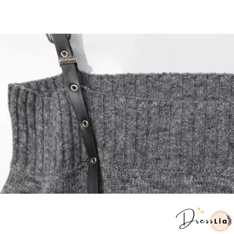 One-Shoulder Lazy Style Loose Sweater