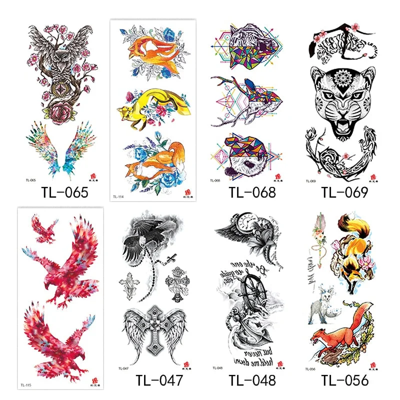 Flower arm waterproof tattoo stickers half arm painted animal durable waterproof European and American temporary tattoo stickers