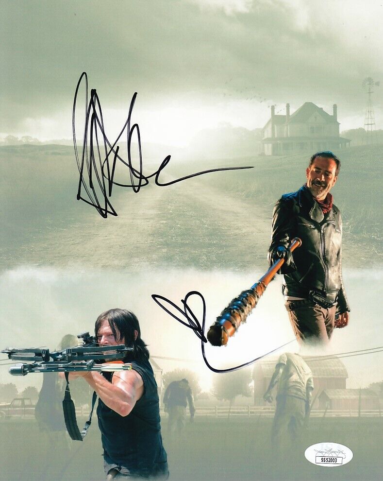 Jeffrey Dean Morgan Norman Reedus signed Walking Dead 8x10 Negan Daryl Photo Poster painting JSA