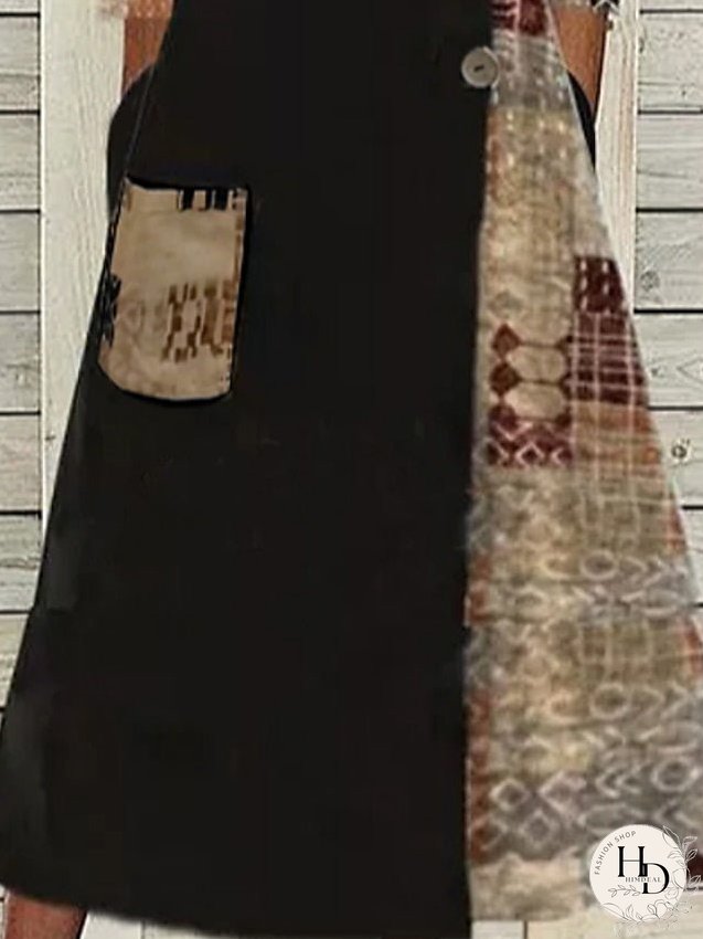 Casual Dress Midi Dress Black 3/4 Length Sleeve Color Block Patchwork Winter Fall Spring Crew Neck Classic Weekend S M L XL 2XL 3XL for Women