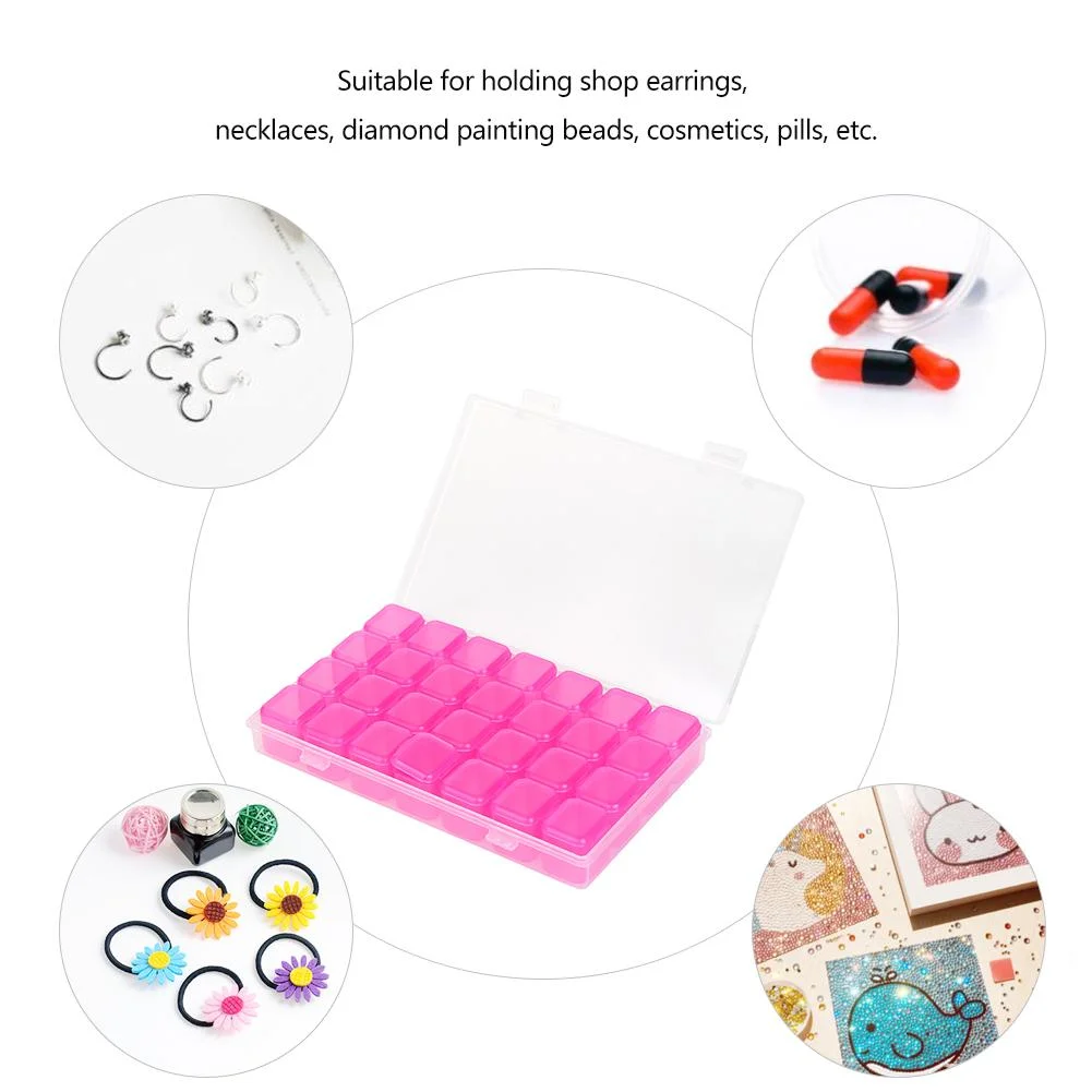 28 Grids Jewelry Box Diamond Embroidery Crystal Bead Organizer Storage Case