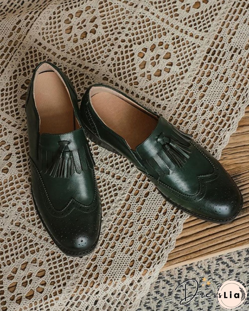 Solid Tassel Upper Round-toe Flat Loafer Shoes
