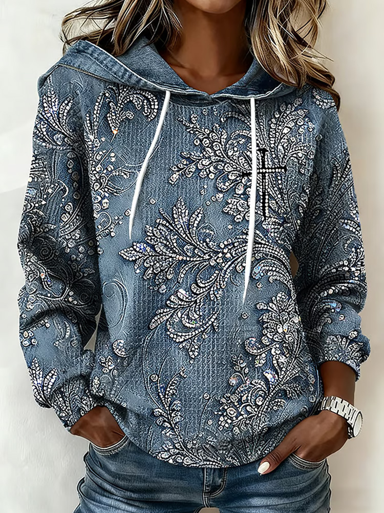 Women's Faith Print Waffle Fabric Hoodie wearshes