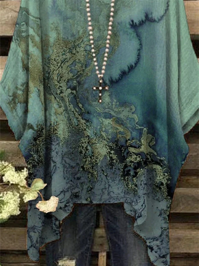 Women 3/4 Sleeve Scoop Neck Graphic Floral Printed Women Tops