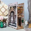 Difficulty: ⭐⭐⭐---Old Times of City, 3D Wooden Puzzle Dollhouse&Bookend with Sensor Light, DIY Book Nook Puzzle for Bookshelf