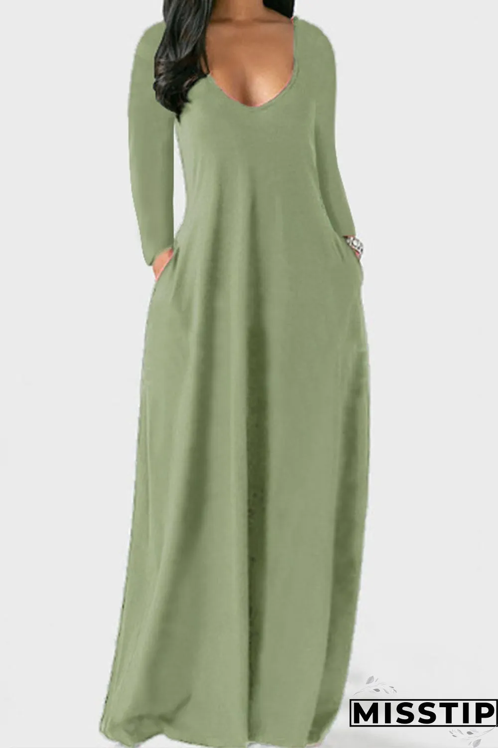 Black Casual Solid Patchwork V Neck Straight Dresses