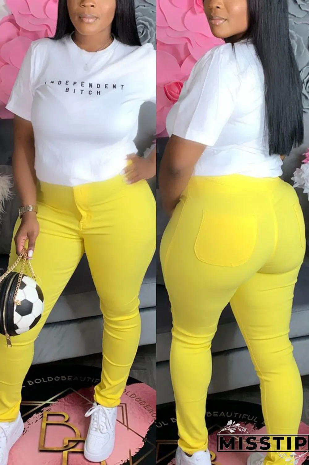 Blue venetian Elastic Fly Mid Solid pencil Pants Bottoms