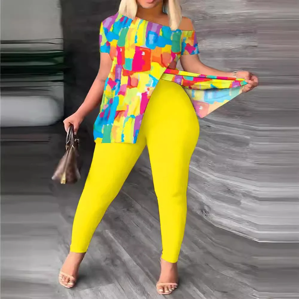 Uveng Uveng 2024 Women's Clothing Explosion Two Sets Of Irregular Fashion Trousers Set