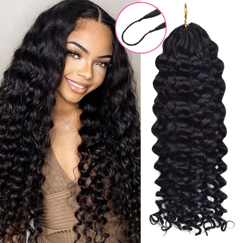 Deep Curly Crochet Human Hair Pre Loop Extensions BORUIHAIR