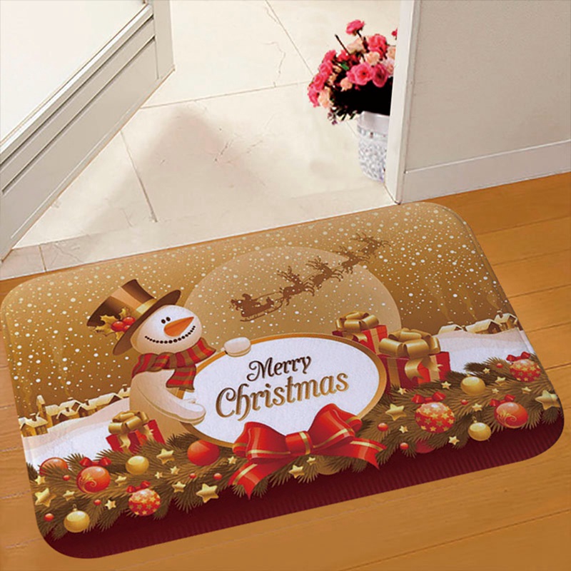 Tegooe Christmas Pattern Entry Mat - Non-Slip IndoorOutdoor Festive Doormat
