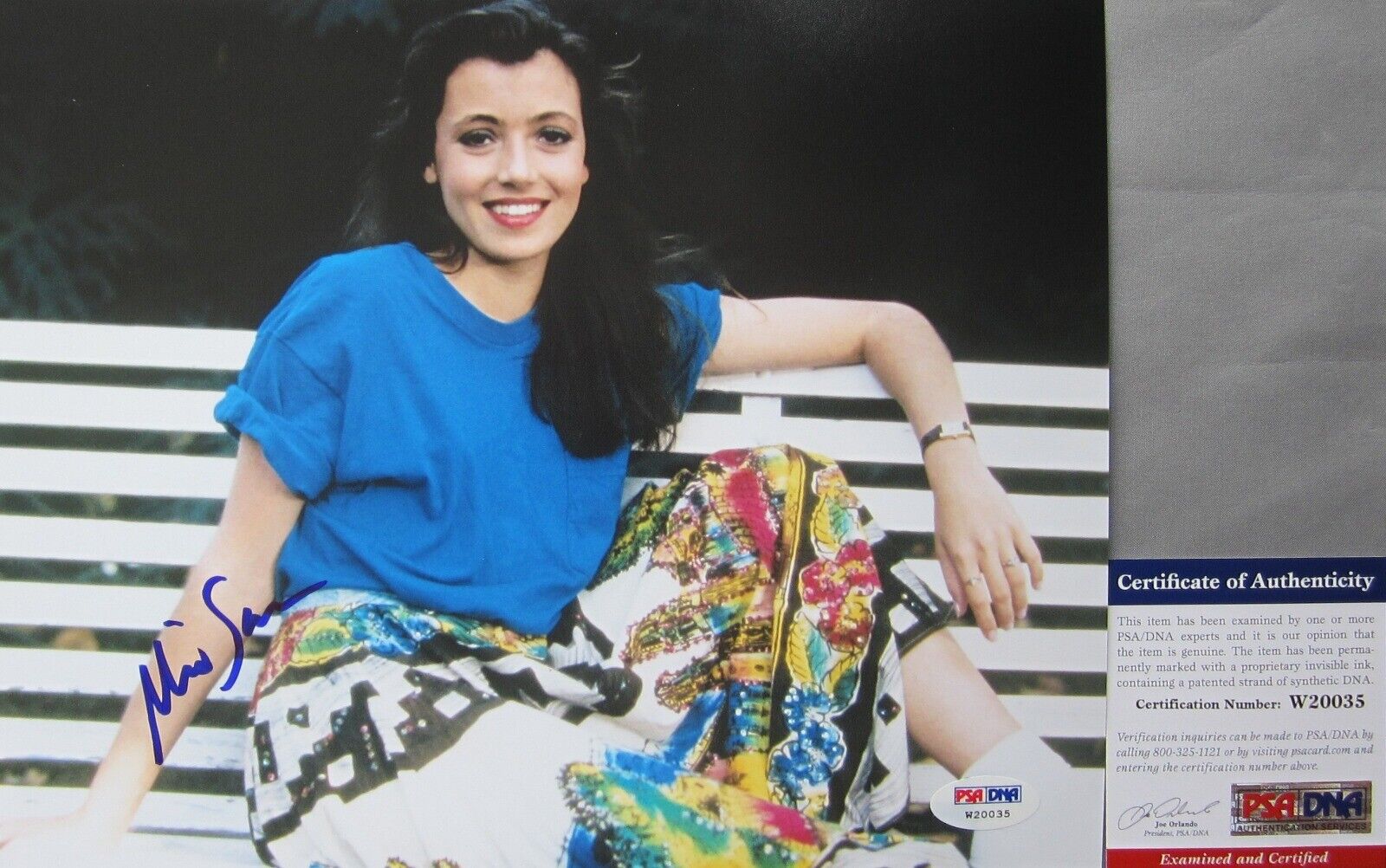 VERY RARE!!! Mia Sara Signed FERRIS BUELLER'S DAY OFF 8x10 Photo Poster painting PSA/DNA Sloane