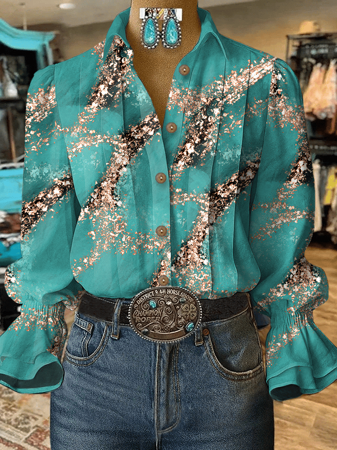 Women's Retro Western Print Shirt 