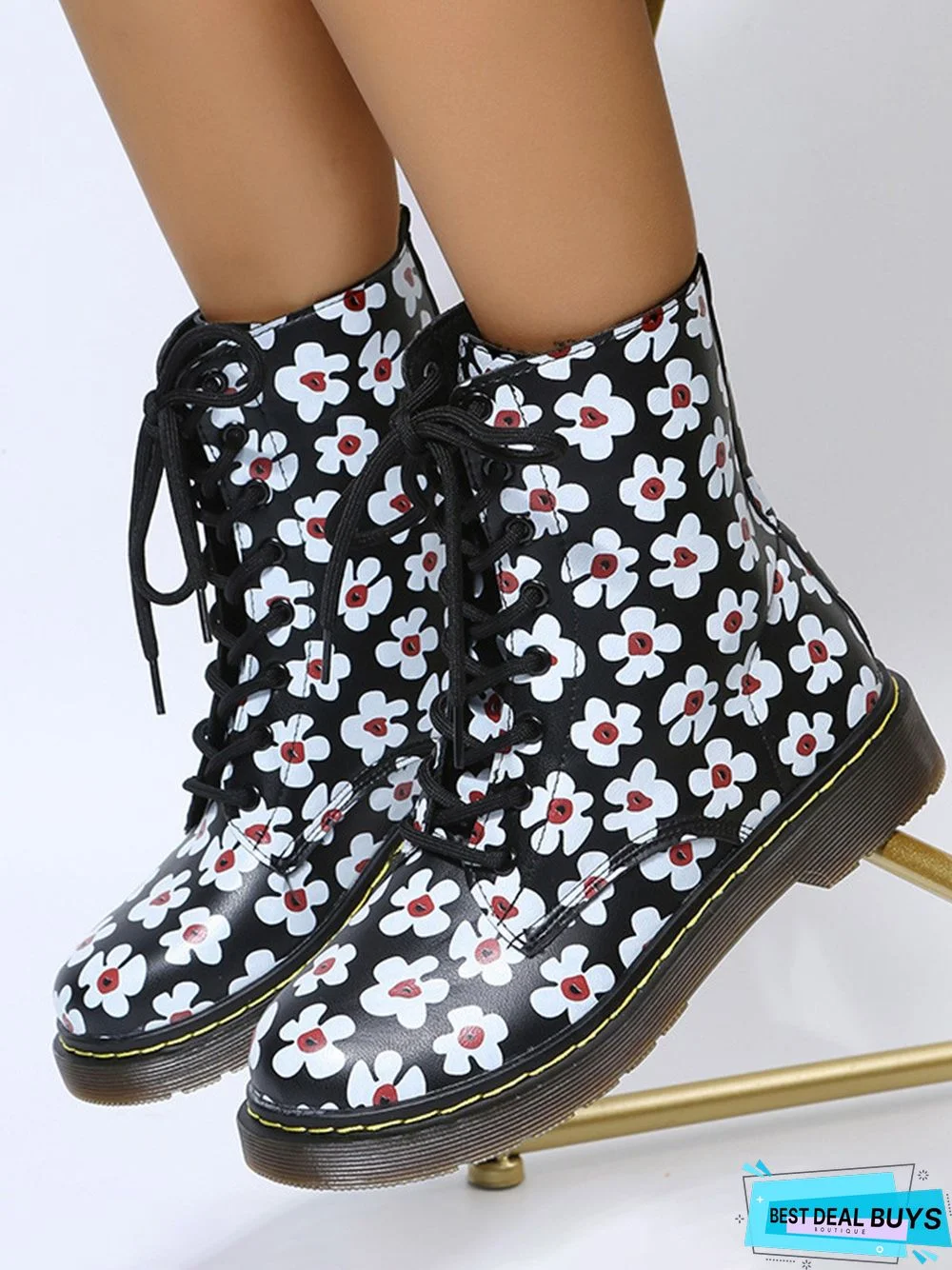 Womens's Plus Size Cat Printing Martin Boots