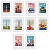 10pcs City 5D DIY Square Drill Diamond Painting Kits for Adults Beginners Home Decor Diamonds Paintings Gem Art 5.91x7.09in