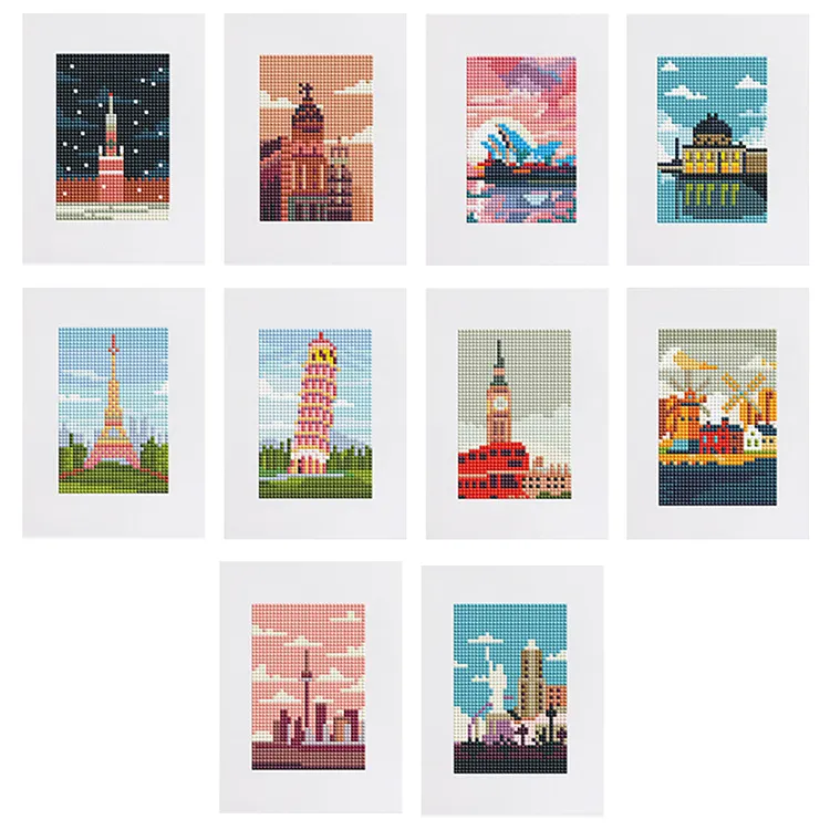 【Mini Set】10Pcs City 15*18cm(canvas) Square Drill Diamond Painting gbfke