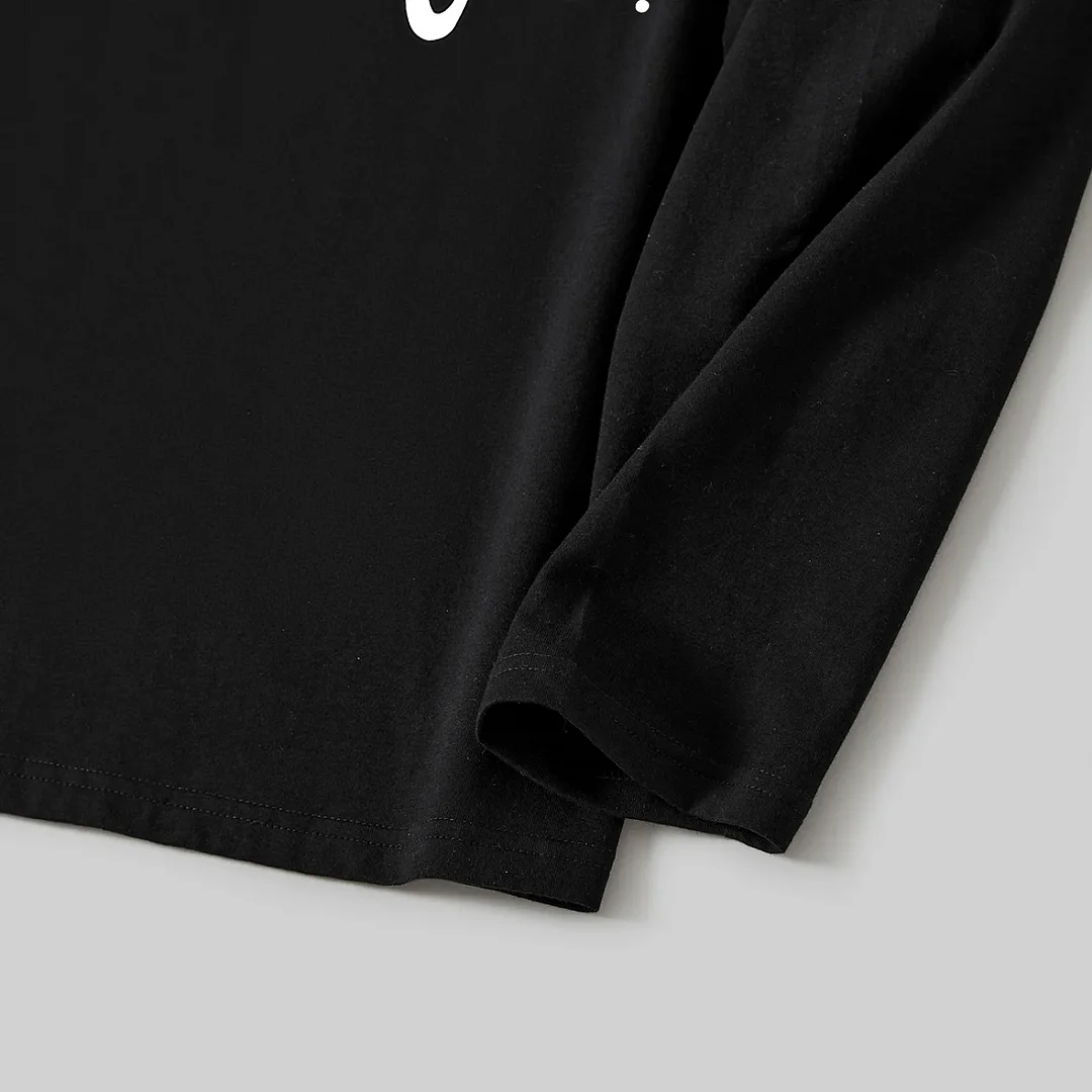 Christmas "Believe" Text Print Black Long Sleeve Top with Red & White & Green Plaid Family Matching Pajamas