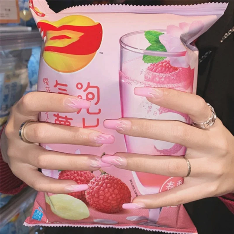 24pcs French False Nails Gradient Hit Color Fake Nail Press On Nail Manicure Nail Art Decoration Fullcover Tips With Glue-Nail Inspo