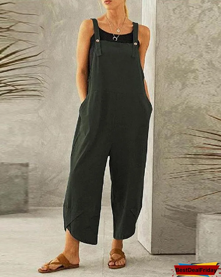 pure color casual cropped overalls casual one pieces jumpsuits p583883