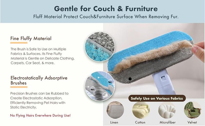 Product Introduction of 【4 in 1】Pet Hair Removal Tool, Multi-functional, Reusable, Washable Lint Cleaner for Dog and Cat Hair, Gentle on Furniture, Effective on Carpets, Clothing, Bedding,Pet Hair Remover for Furniture, Cat/Dog Hair Remover with Extra long Handle 8