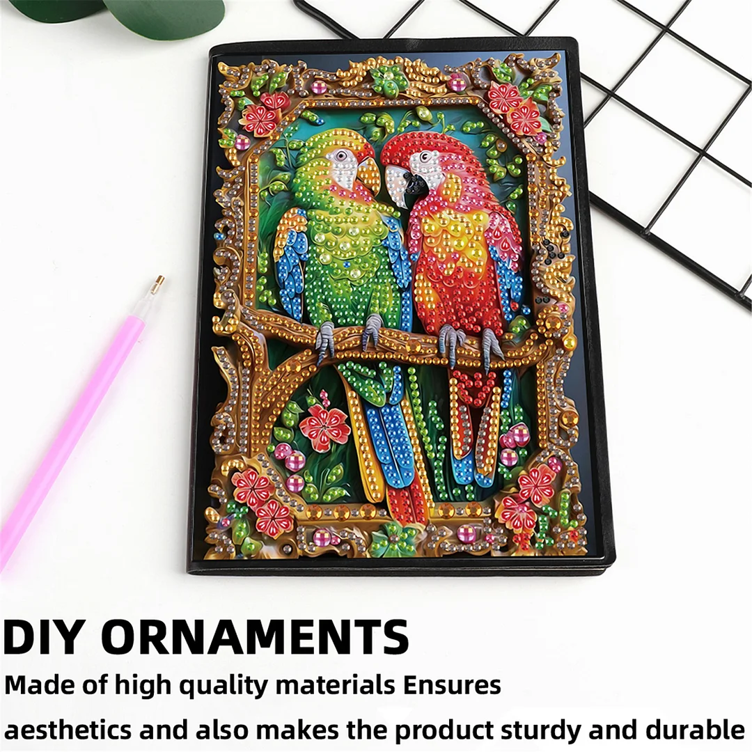 2pcs Bird Partial DIY 50 Pages A5 Diamond Painting Notebook for Study Drawing