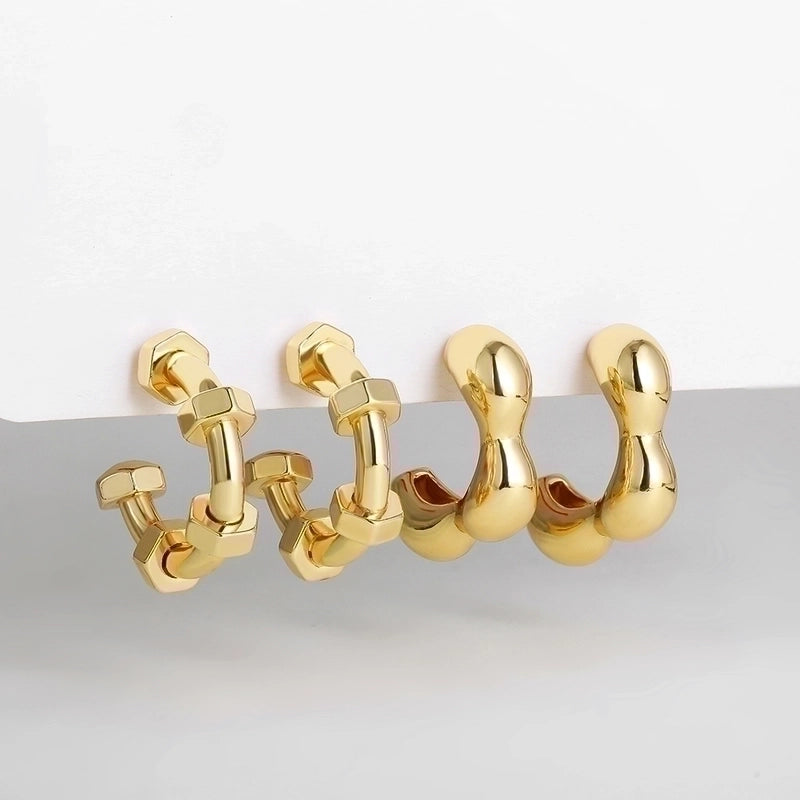 1 Pair Minimalist Solid Color Plating Stainless Steel K Gold Plated Ear Studs