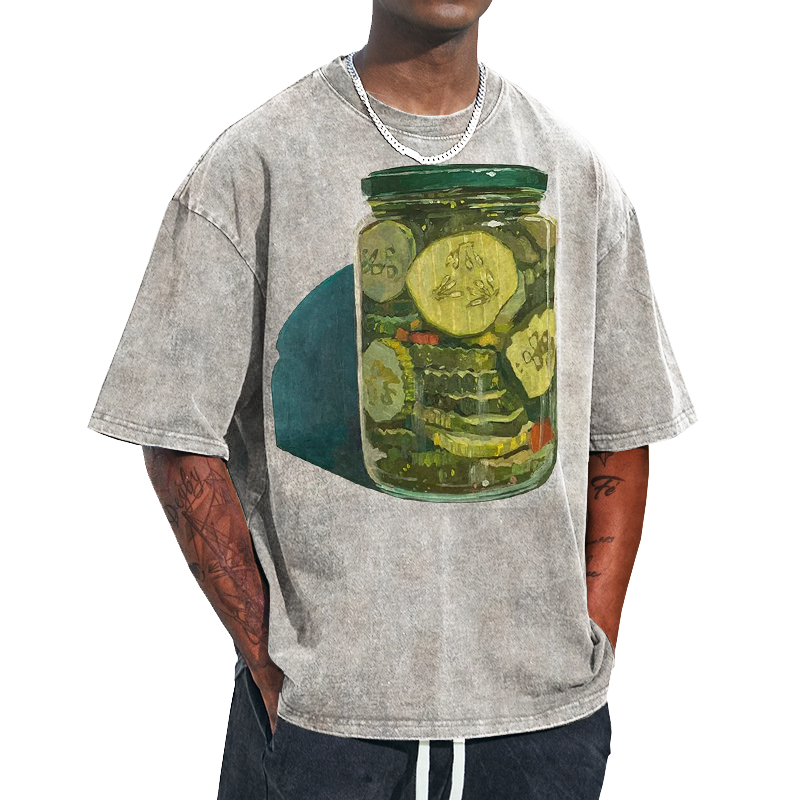Men's Fun The Last Pickle Art Print Graphic Print Casual Crew Neck Oversized T-Shirt