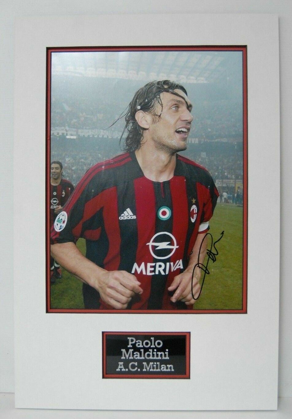 Paolo Maldini Signed 16X12 Mounted Photo Poster painting AC Milan & ITALY AFTAL COA (B)