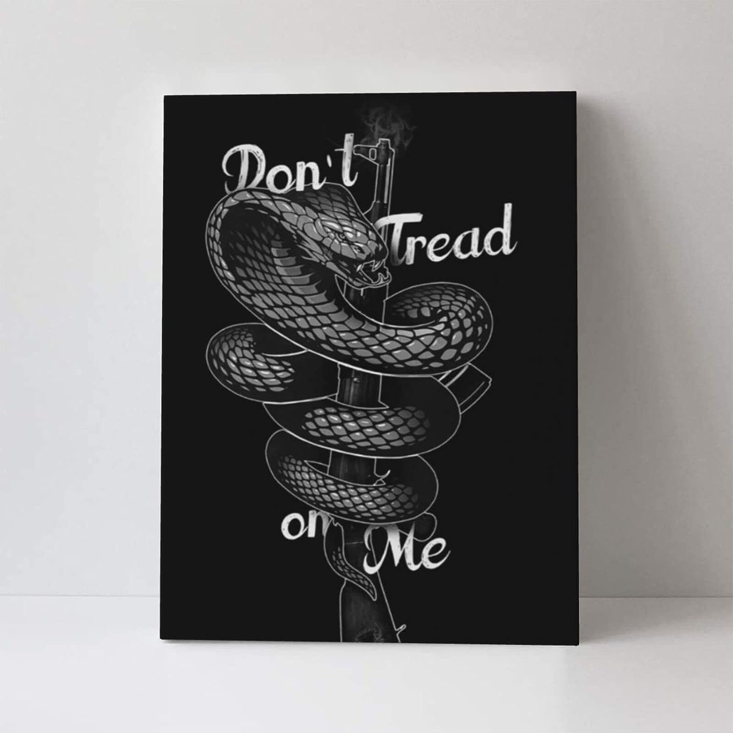 Beach Surfers Do Not Tread On Me Snake Gun Wall Art Abstract Canvas Prints Painting Artwork Wall Decor Home Decoration For Bedroom Living Room 12 inch X16 inch  Do Not Tread On Me Snake Gun White