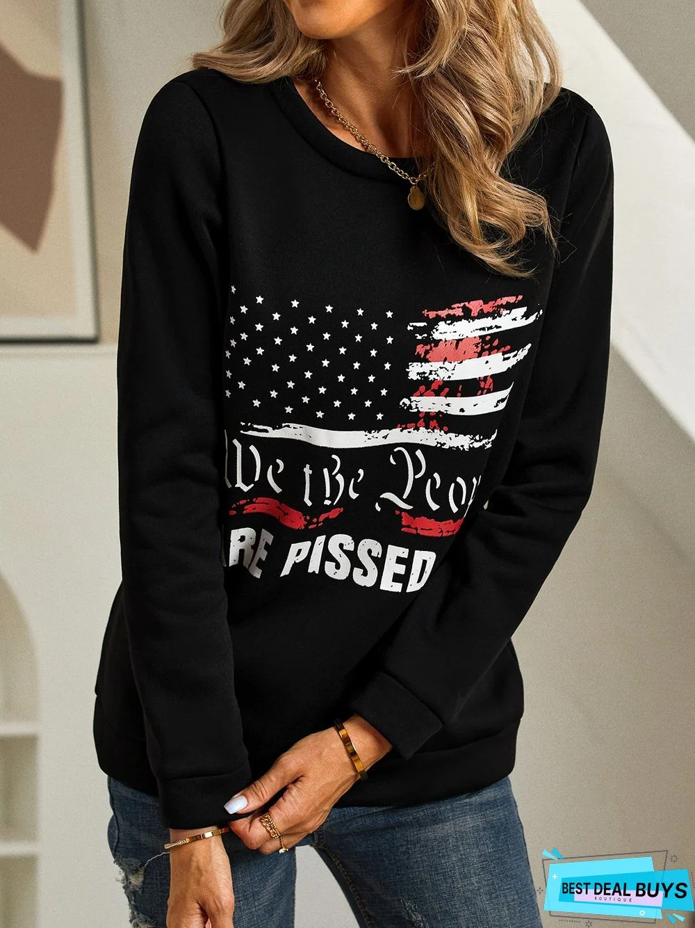 Loosen Letter Casual Sweatshirt