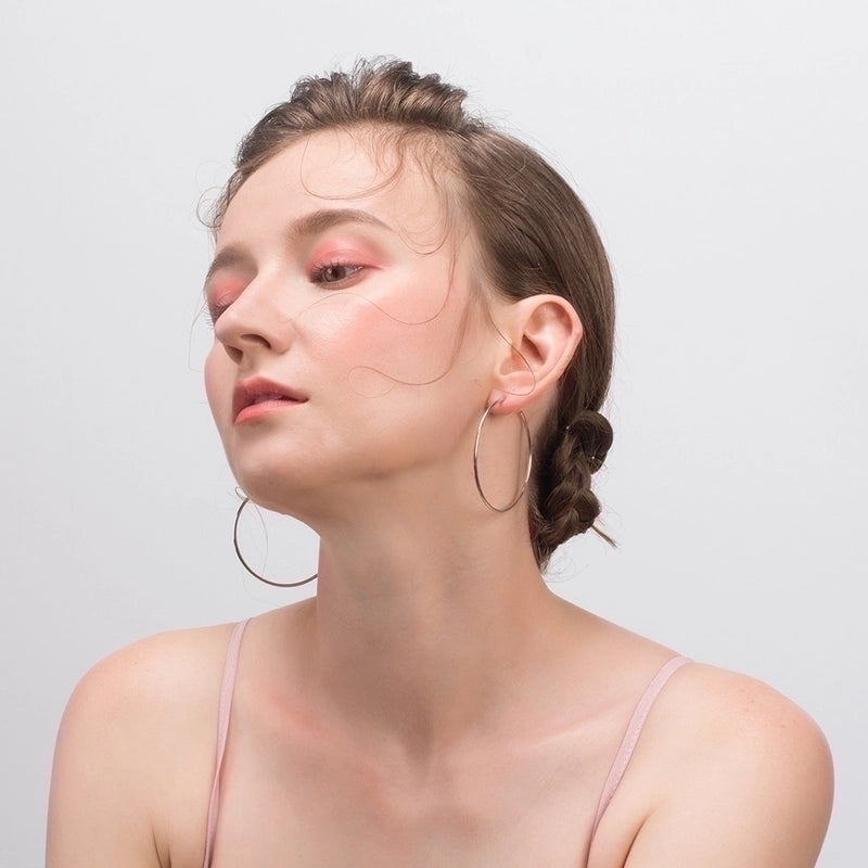 1 Pair 925 Sterling Silver Round Hoop Earrings