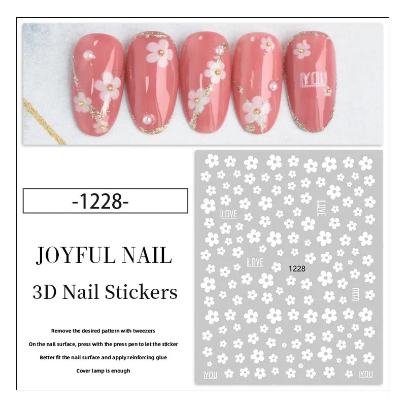 3D Rose Flowers Butterfly Sticker Sliders for Nails Elegant Leaf Floral Design Decals DIY Nail Art Decorations