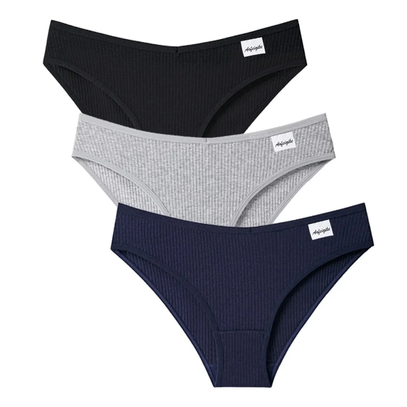 V Waist Cotton Panties Women Underpants Female Underwear Low-Rise 3PCS/Set 6 Solid Color Girl Briefs Ladies Lingerie Panties