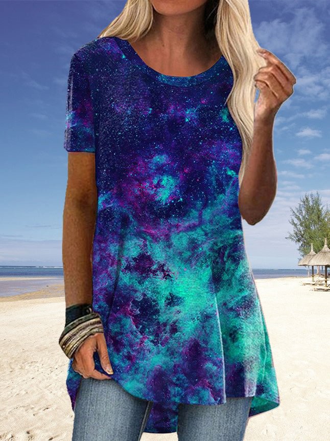 Women Short Sleeve Scoop Neck Graphic Tops