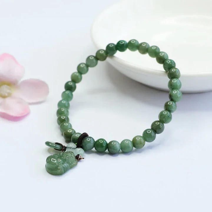 Cyan Jade Laughing Buddha Healing Bracelet