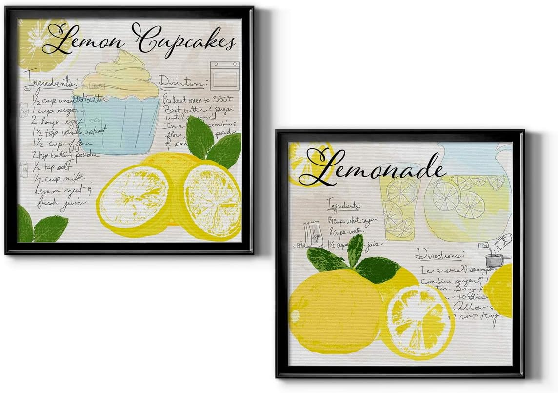 Neutral Color Wall Art, Wall Dcor Canvas, Beaches, Floral, Animals, Bohemian, & Vintage Styles, Ready to Hang -Black Framed, Lemon Cupcakes 22X22 22X22