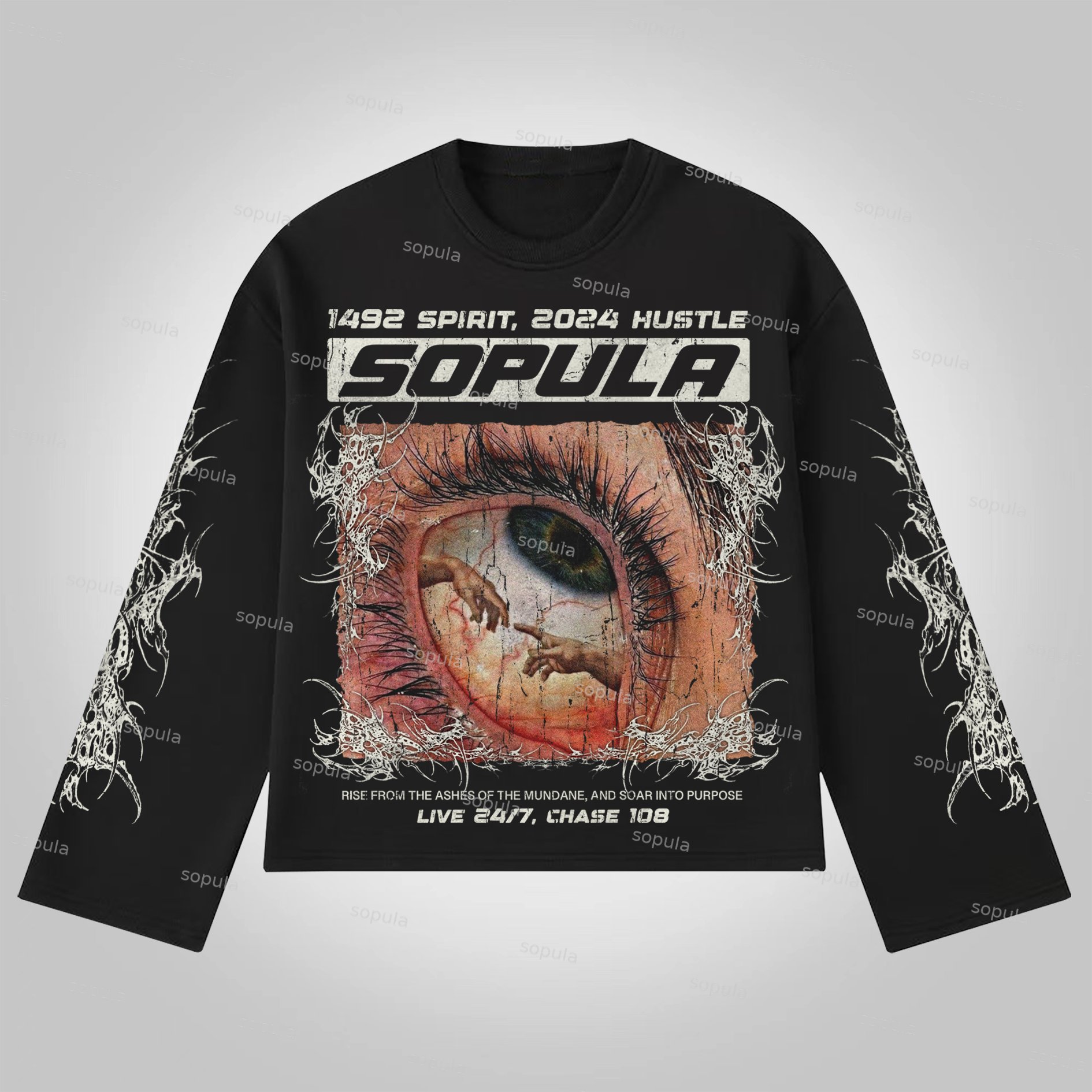 Sopula Thorns Explore The Renaissance Live In The Present Vintage Graphics Cotton Long Sleeve T-Shirt - Sopula｜Premium Graphic Tees & Graphic Clothing