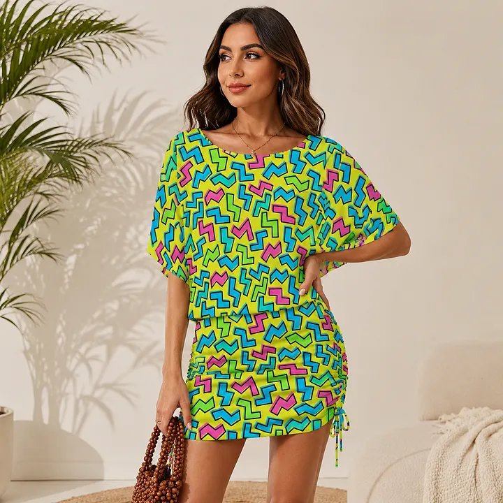 neon mini dress Celly Orange 95% Poly Xander Frill Accent Bust Ruched