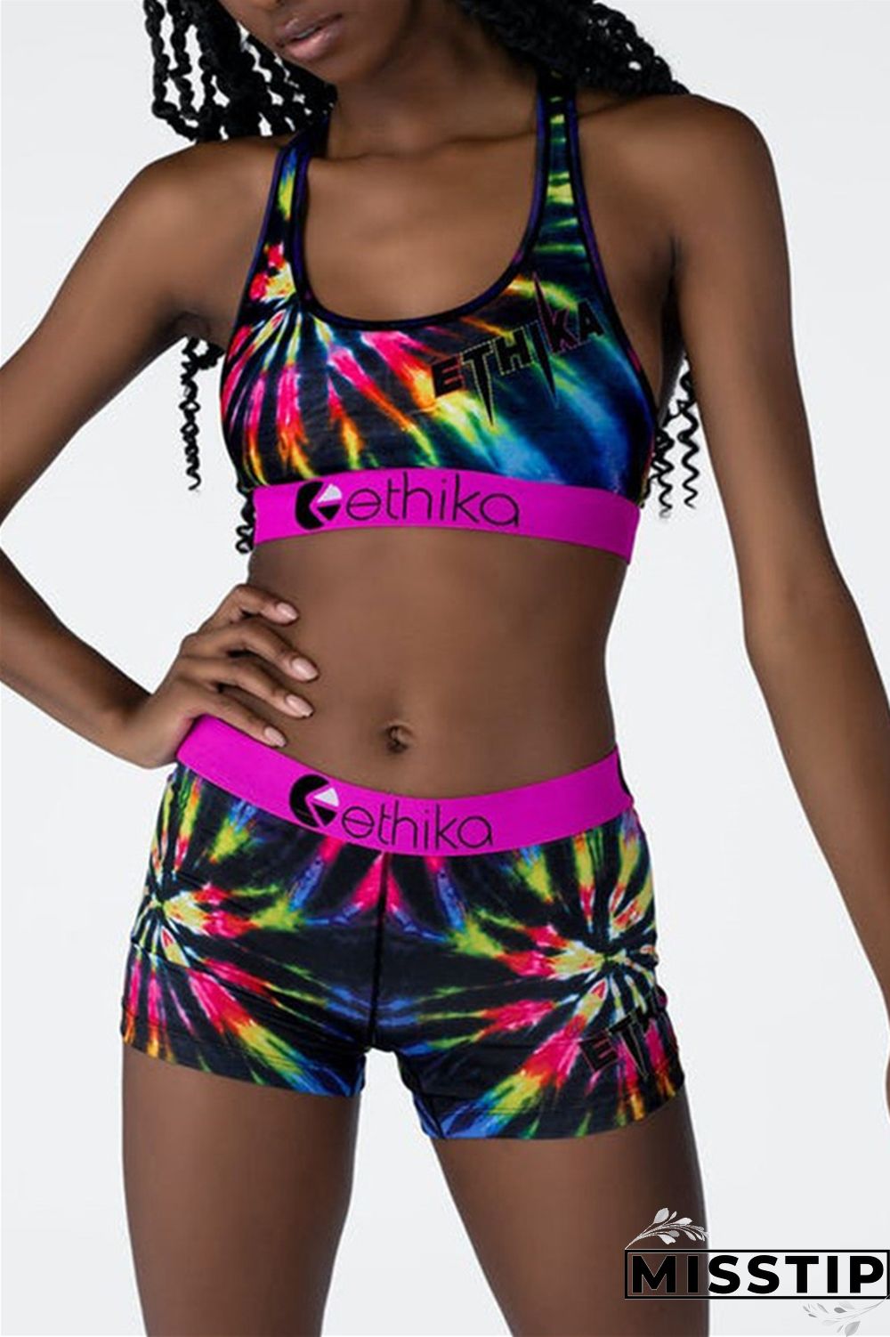 Blue Fashion Sportswear Sleeveless U Neck Tank Short Two Pieces