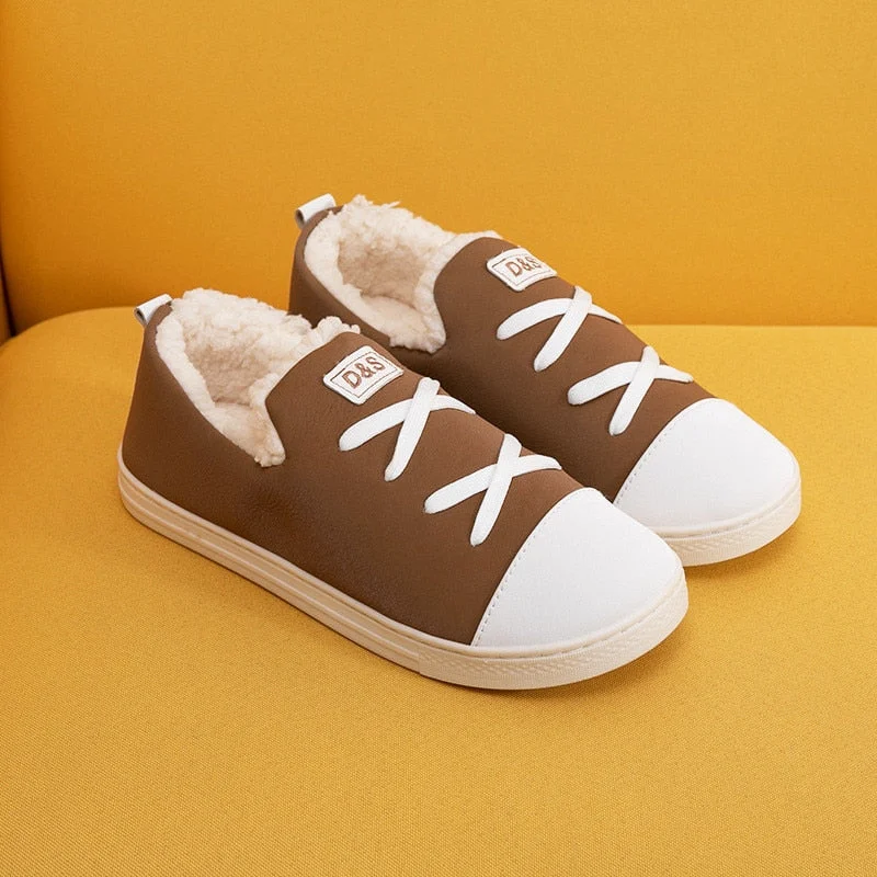 Comemore Man Women Winter Home Warm Cotton Slippers Couple Bedroom Indoor Sneakers New Woman Fluffy Slides Plush House Shoes 202