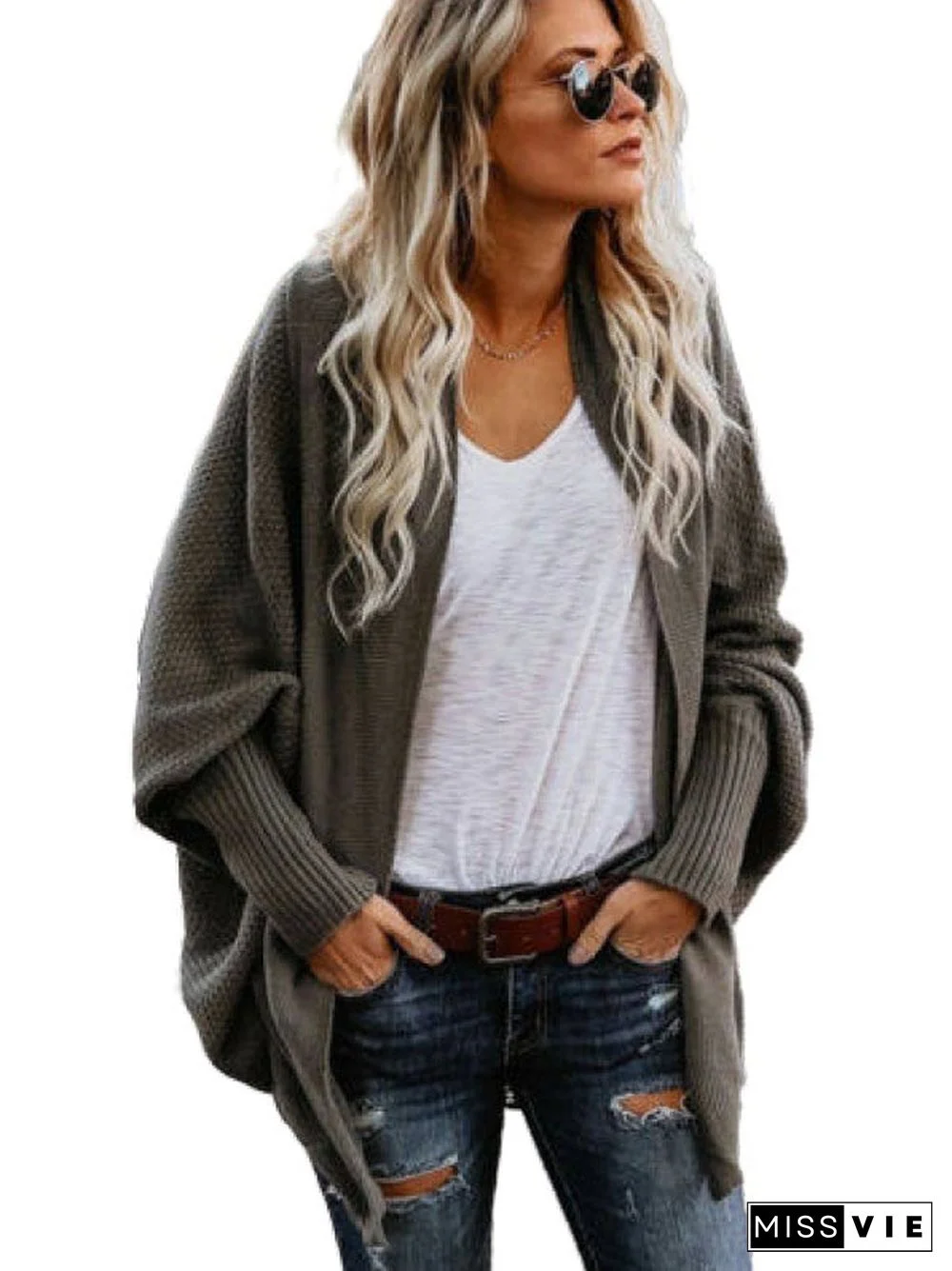 Women's Solid Color Stitching Long Sleeve V-neck Coat