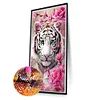 Wei&szlig;er Tiger und Blumen - Rundbohrer Diamantmalerei - 40*70cm (gro&szlig;e Gr&ouml;&szlig;e)