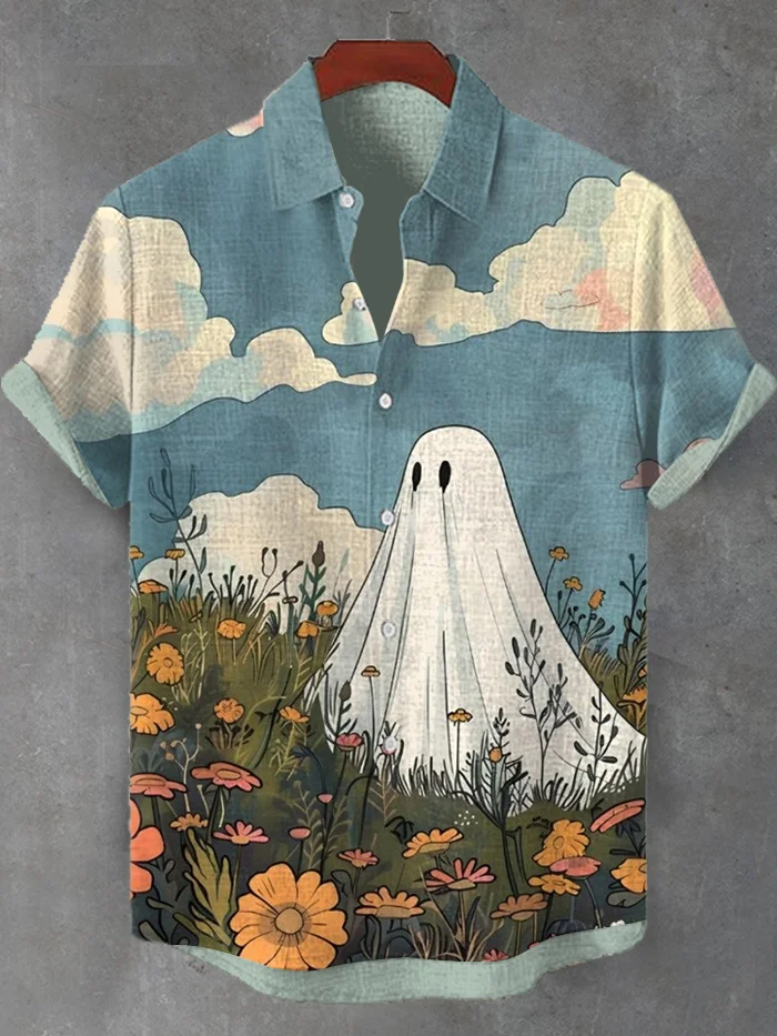 Men's Boho The Ghost In The Flowers Art Print Shirt