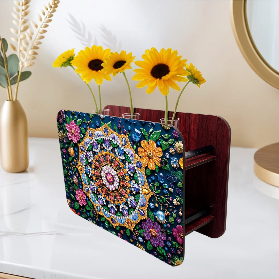 Mandala DIY Flower Vase Wooden Double Sided Desktop Diamond Art Kit Home Decor