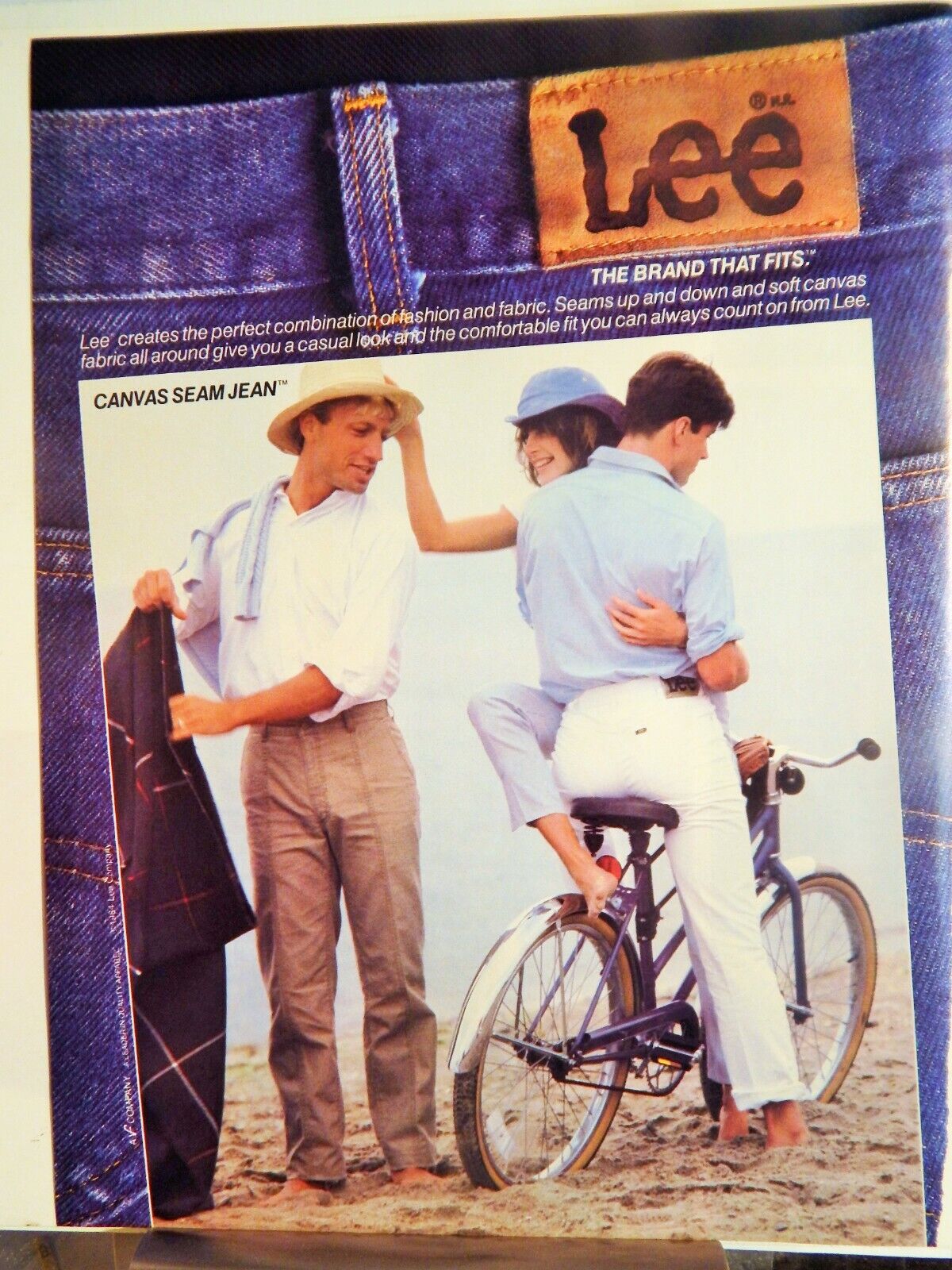 LEE SEAM JEAN 1985 VTG Photo Poster painting AD, RARE EPHEMERA