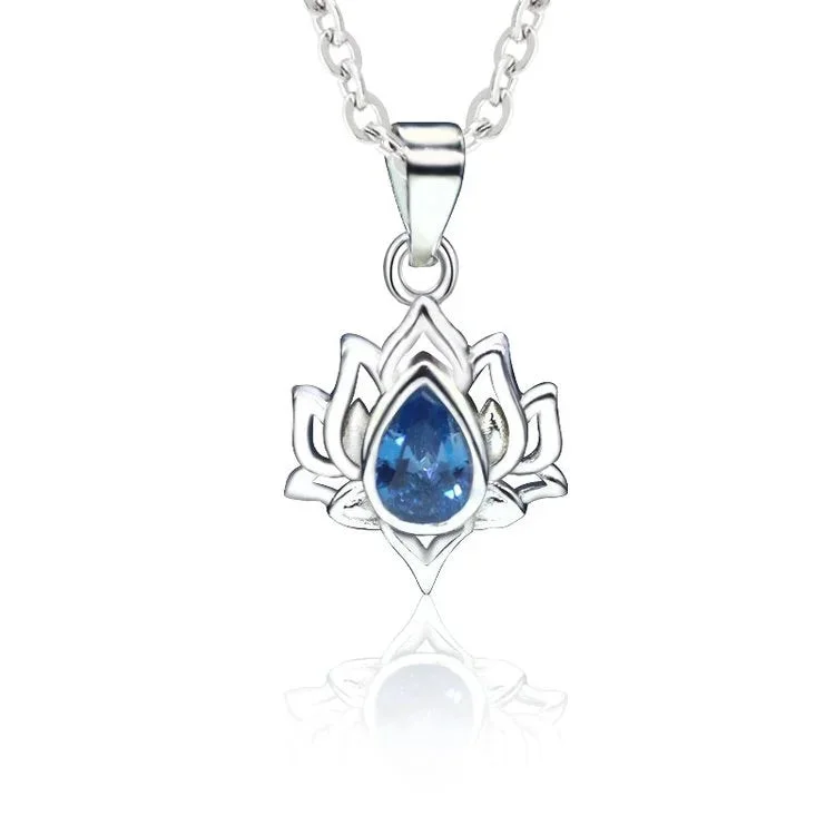 S925 Breathe in Breathe out Move on Lotus Necklace
