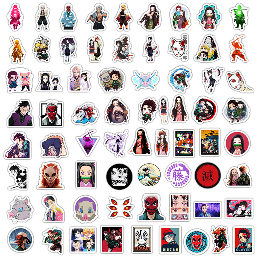 

70pcs Japanese Comic Graffiti Sticker Cartoon Suitcase Luggage Laptop Decal, 501 Original