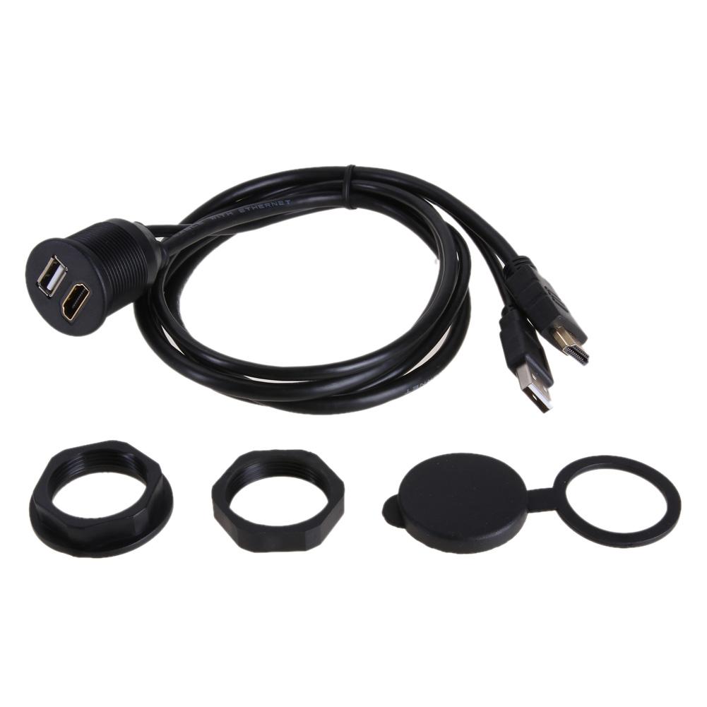 

USB2.0 and HDMI-compatible Extension Panel Flush Mount Cable for Car Motorcycle Boat, 501 Original